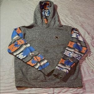 Gray Hooey hoodie with Aztec sleeves